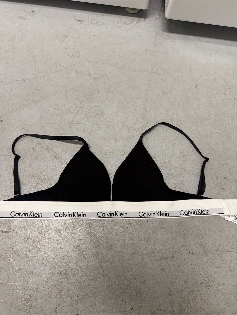 Calvin Klein Black Triangle Bralette with Logo Band BRAND NEW - Padded - Size XS